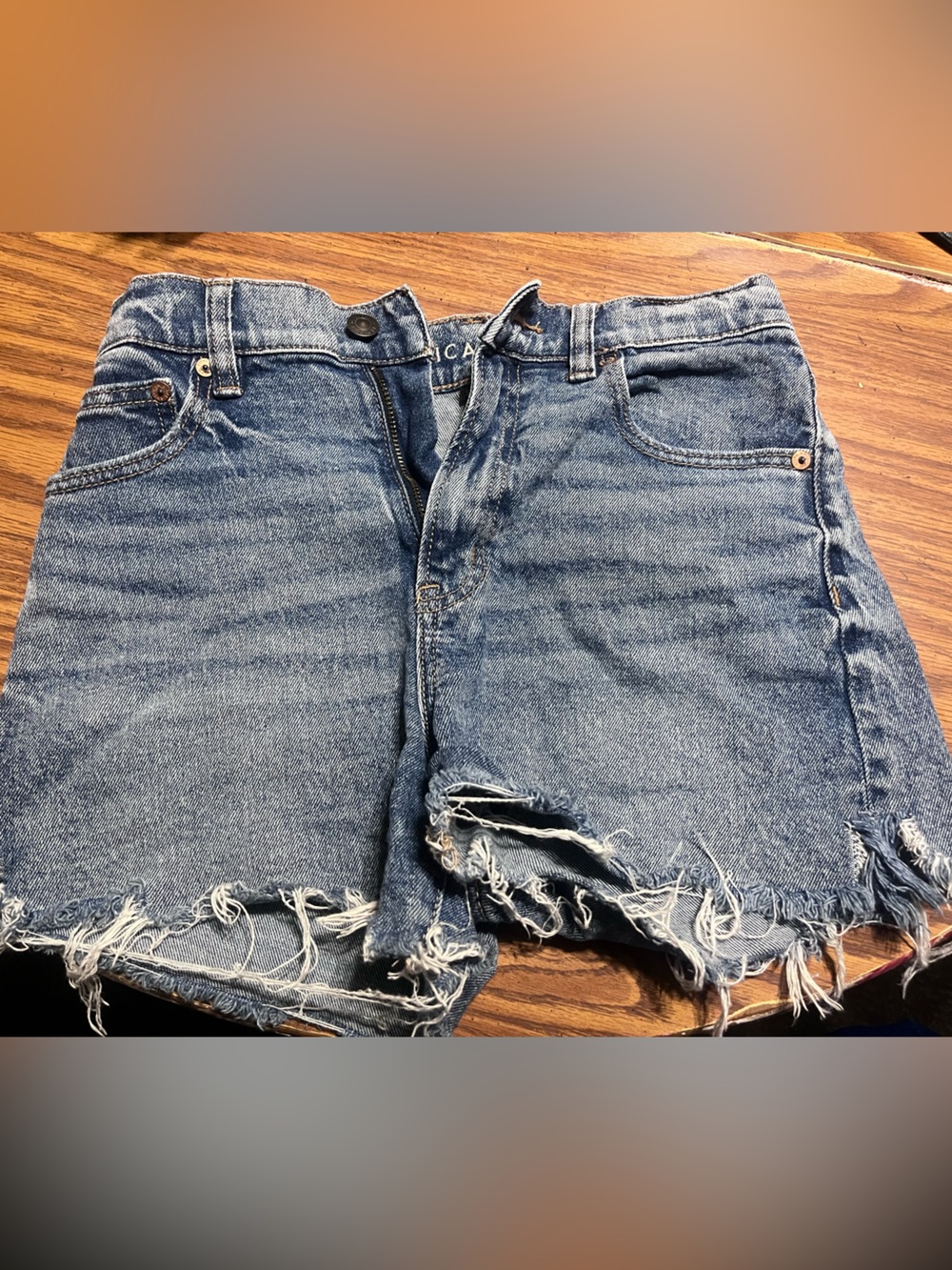 American Eagle Outfitters Raw Hem Light Blue Denim Cutoff Shorts
